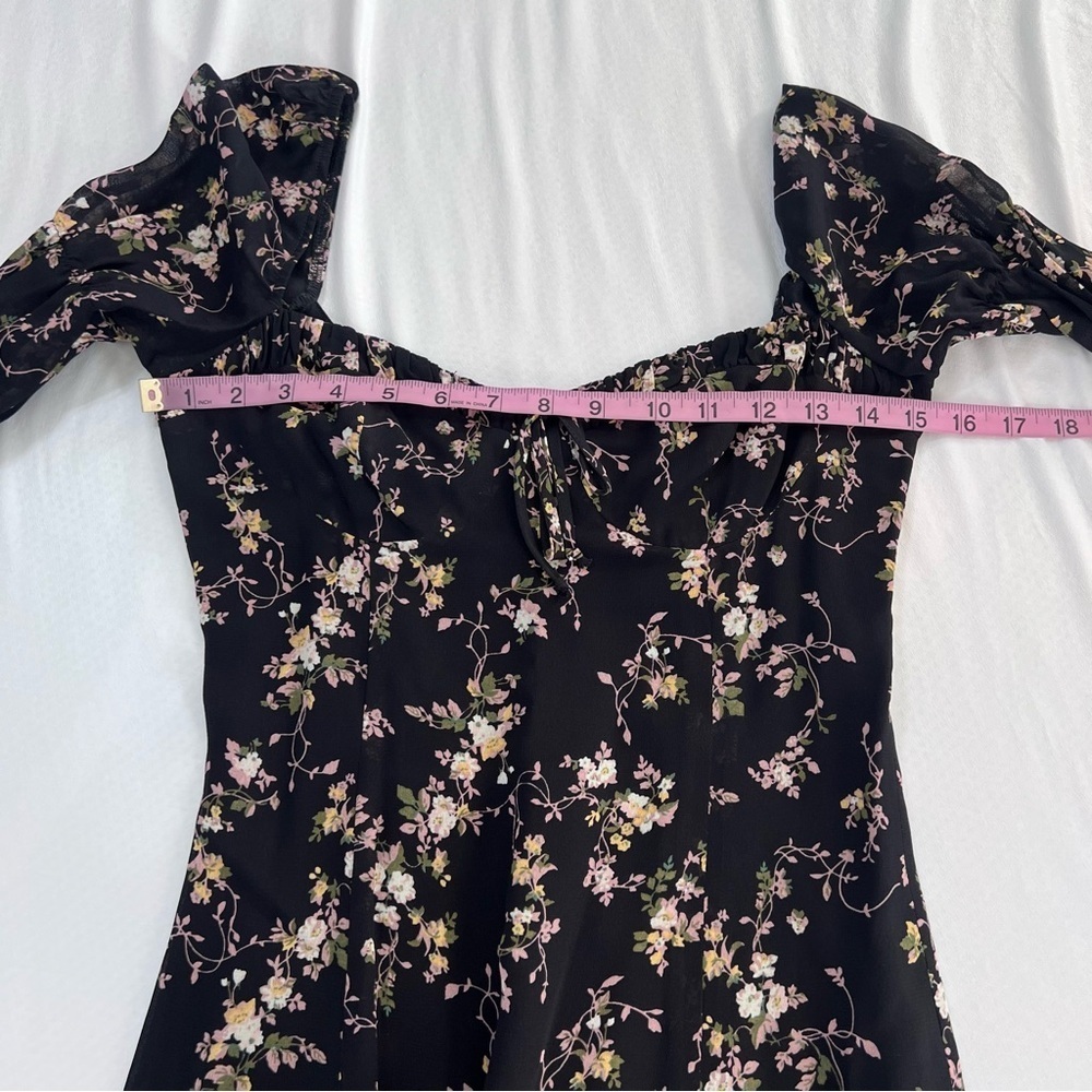 Reformation Marnie Dress Women’s 2 Midi Floral Slit Front Black P - Picture 9 of 10